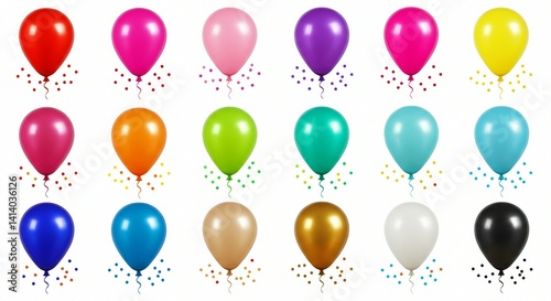 colorful balloon collection on white background