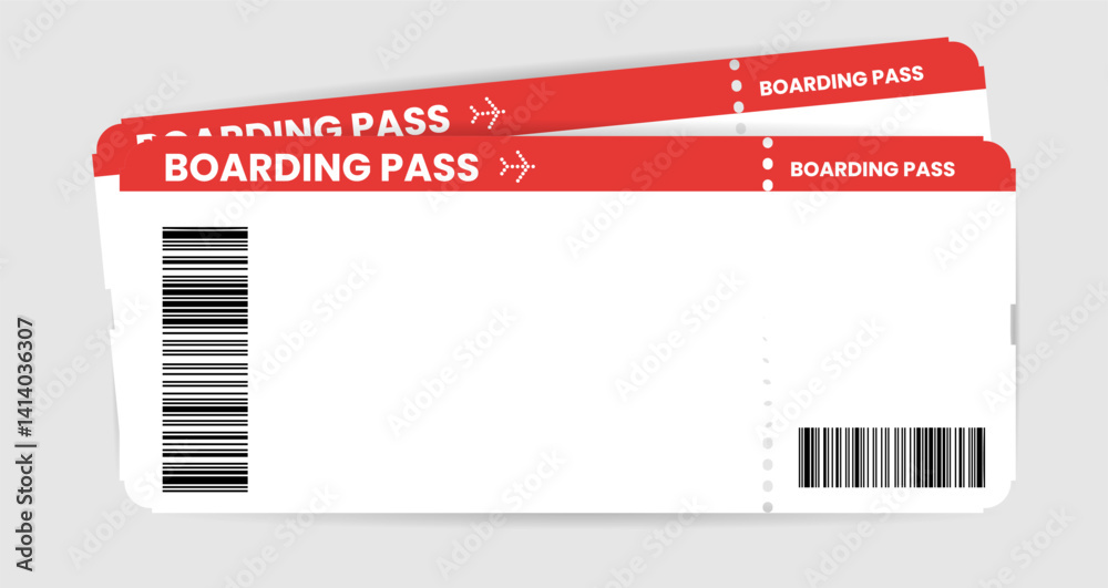 Fotografie Airplane ticket set with barcode