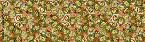 Design element for restaurant or cafe website. Moussaka. Mosaic.