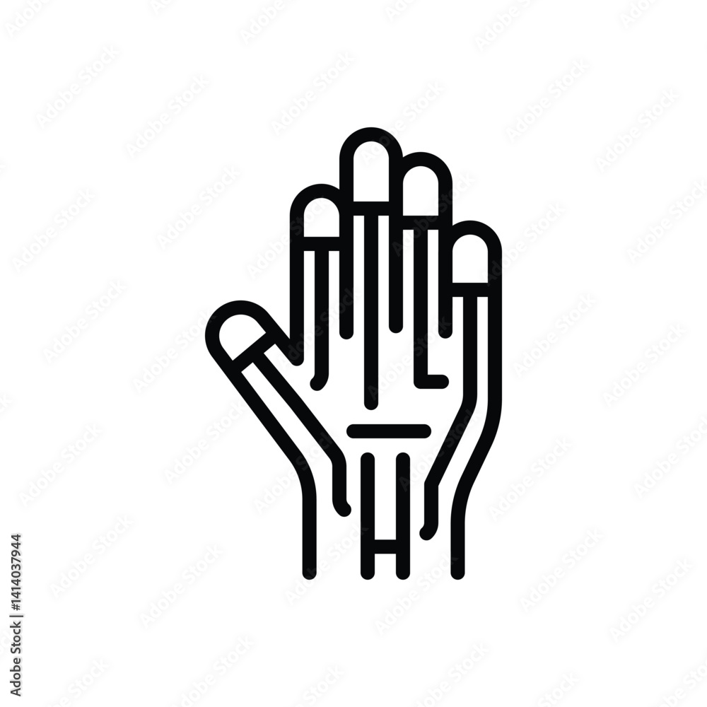 Obraz premium Black line icon for finger geometry recognition