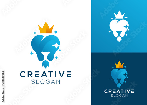 Lion king with teeth logo design for dentist and clinic