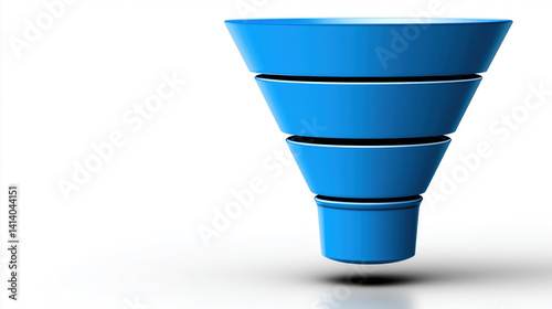 minimalist blue funnel diagram representing structured process, ideal for visualizing stages in marketing or sales