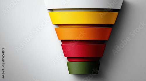 minimalist infographic funnel design featuring vibrant colors arranged in descending order, creating visually appealing effect