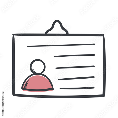 Badge with a photo of a person. Vector hand drawn illustration for sticker, print. Pass, passport, driver's license icon