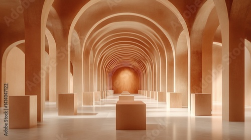 Beige arches  empty corridor