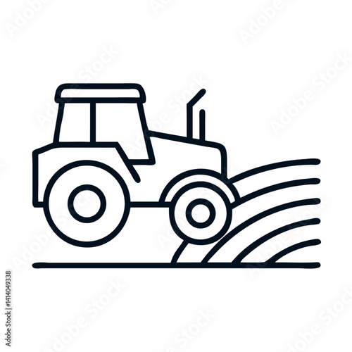 Tractor Operating on Agricultural Field Icon Design