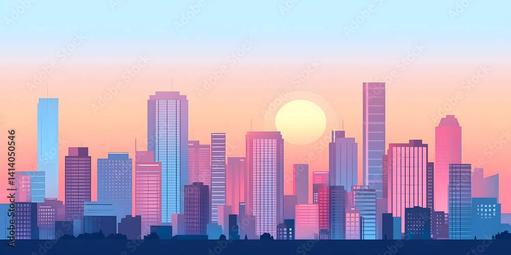 Obraz premium city, skyline, building, architecture, skyscraper, cityscape, urban, sky, business, downtown, buildings, tower, illustration, town, silhouette, sunset, office, vector, view, construction, blue, struct