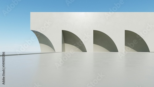 Fototapeta Naklejka Na Ścianę i Meble -  3d illustration of abstract architecture background, geometric architectural with curve design, Car presentation