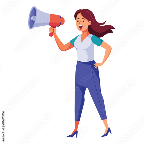 young woman shouting through megaphone 