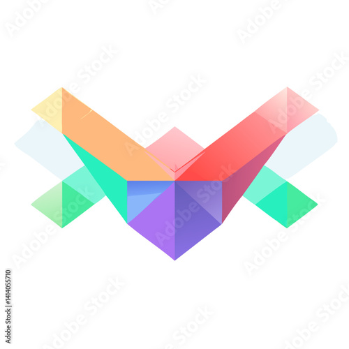 Wide abstract polygon wings in colorful gradient symmetry