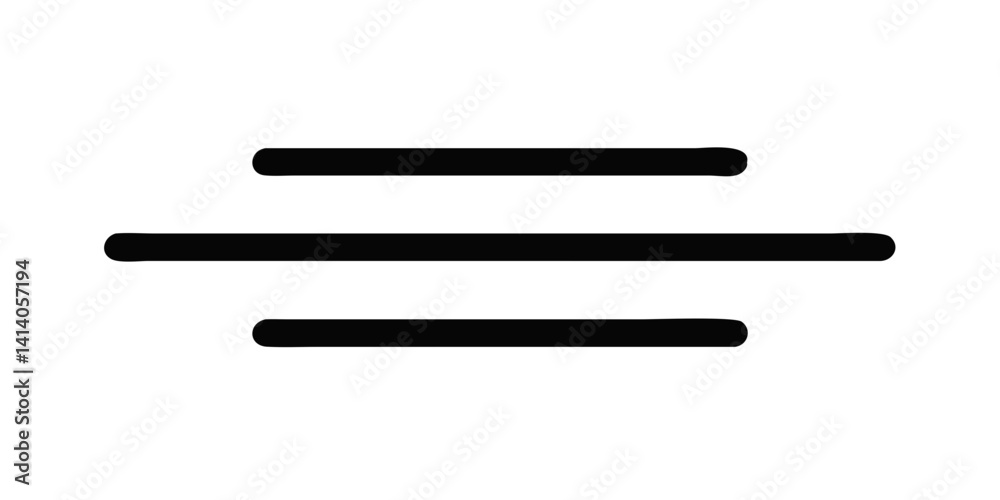 Three horizontal lines icon with spacing in minimal style Three horizontal lines icon with spacing in minimal style