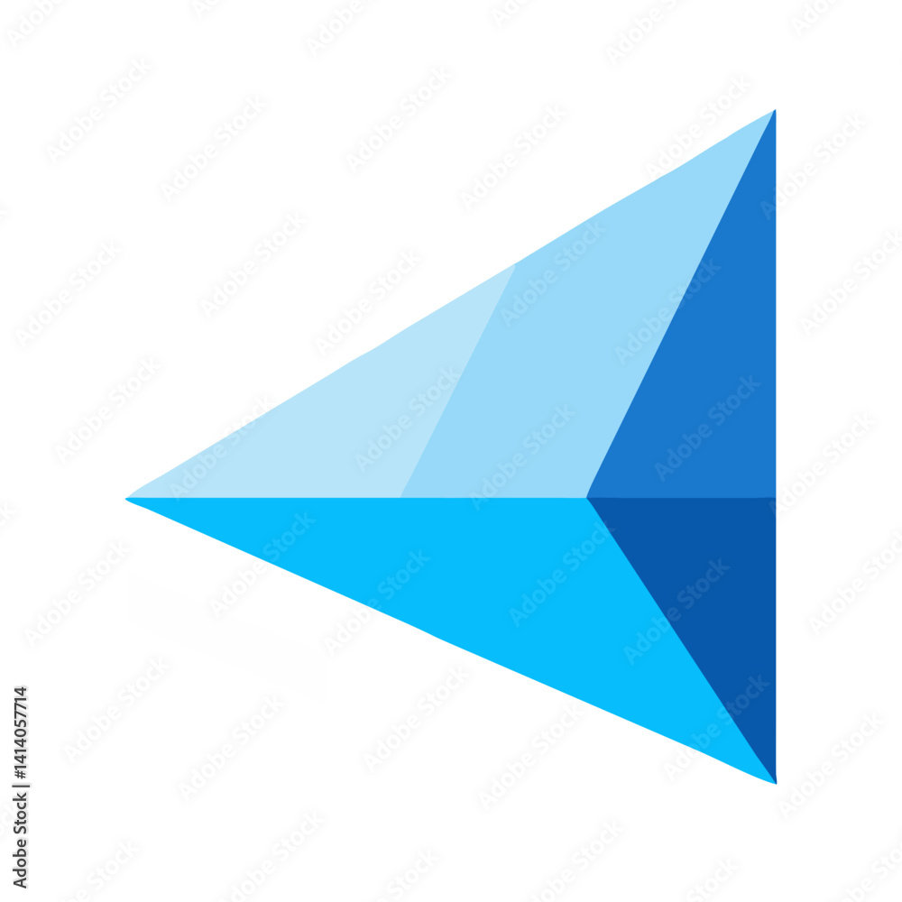 Faceted 3D triangle in gradient blue shades Faceted 3D triangle in gradient blue shades