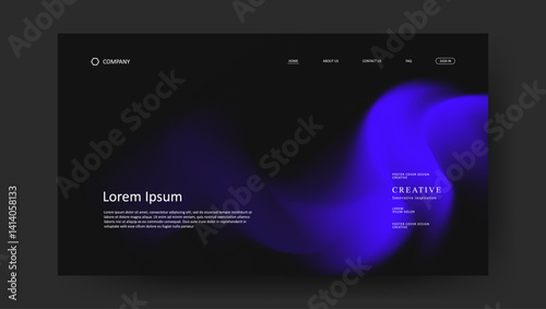 Abstract wave futuristic design of landing page. retro fluid gradient website design