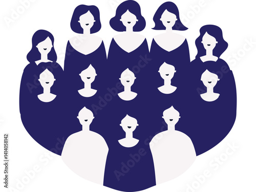 Diverse Group of Individuals in Silhouette Style Illustration