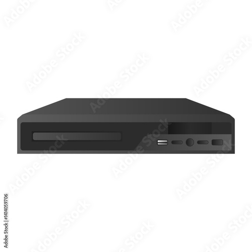 Simple Black DVD Player Vector. Electronic DVD Player Icon. DVD Player for Entertainment.