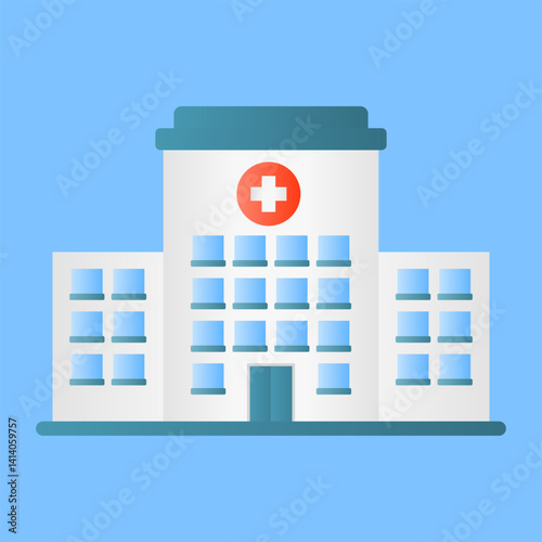 Medical Hospital Building Vector. Emergency Service Icon. Building Exterior Architecture.