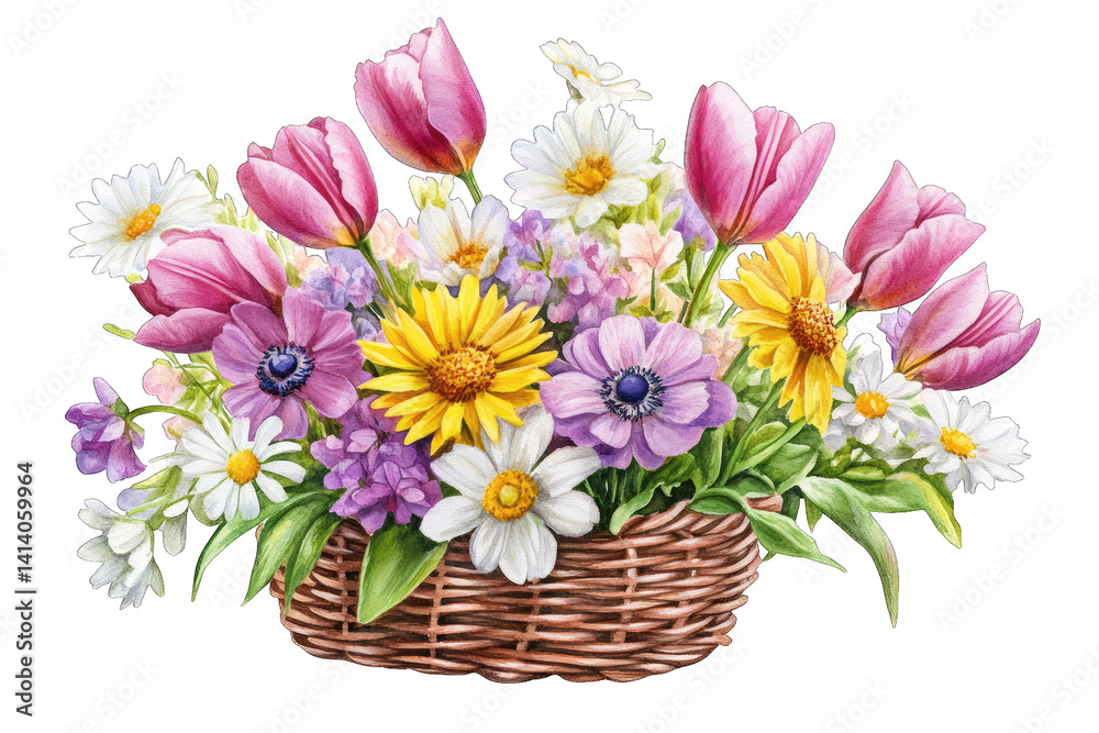 a vibrant bouquet of various flowers arranged in a woven basket showcasing a colorful assortment that evokes a sense of natural beauty and freshness a vibrant bouquet of various flowers arranged in a woven basket showcasing a colorful assortment that evokes a sense of natural beauty and freshness
