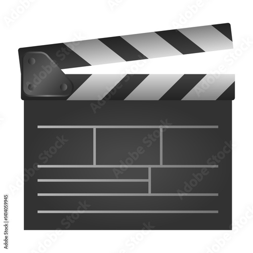 Black Clapperboard Movie Clapper Vector. Clapperboard Front View. Film Making Tools.