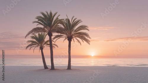 Sunrise Beach with Palm Trees