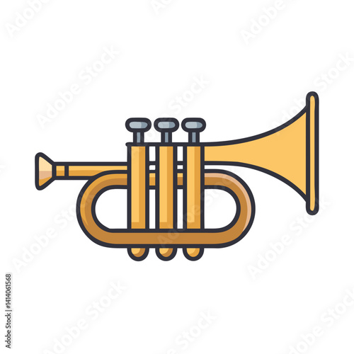 Trumpet with Valves and Flared Bell Icon Design