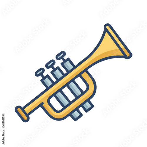 Trumpet with Valves and Flared Bell Icon Design