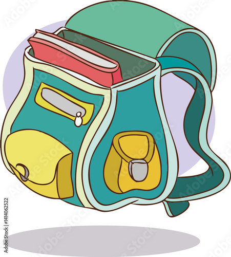 school bag with books