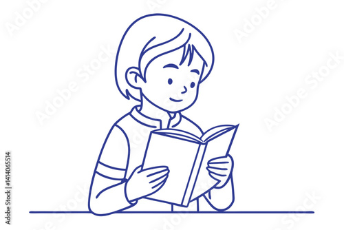 bookworm kid focused on reading art
