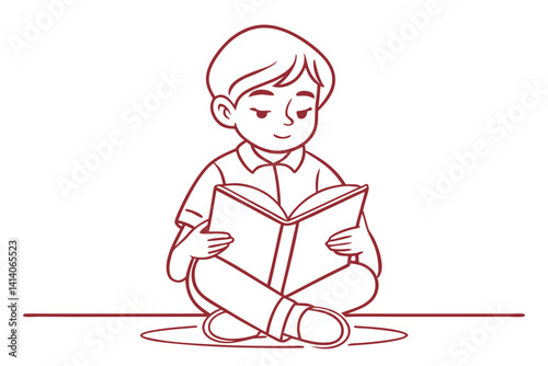 cute child enjoying reading time