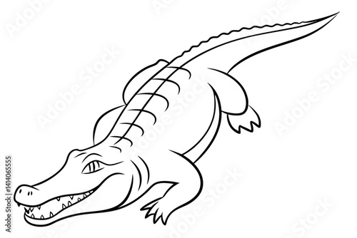 crocodile head one line art sketch