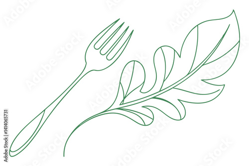 organic meal line art fork and herb