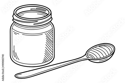 jar of honey and spoon kitchen decor sketch