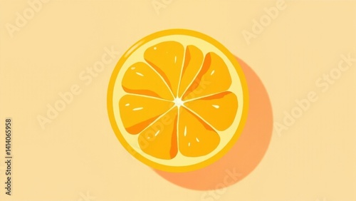 Orange slice with radial juicy segments