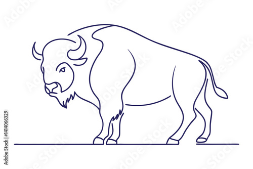 american bison in motion line art