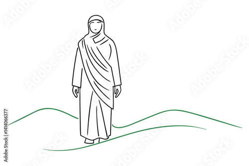 pilgrim in ihram holy journey outline