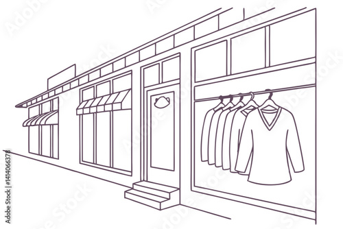apparel rack in store sketch drawing