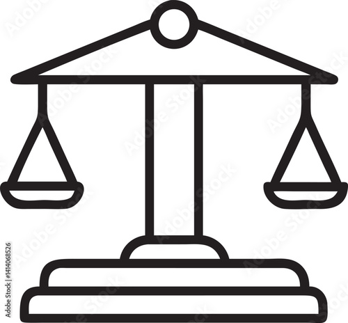 Scales of justice vector shows balance, law, and equality as a measurement symbol.