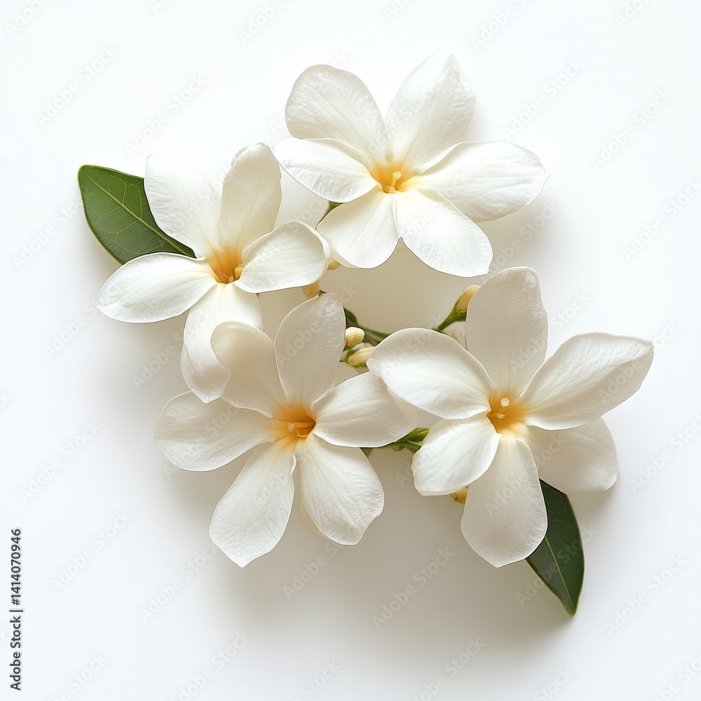 Fototapeta premium Jasmine Flowers Isolated White Background