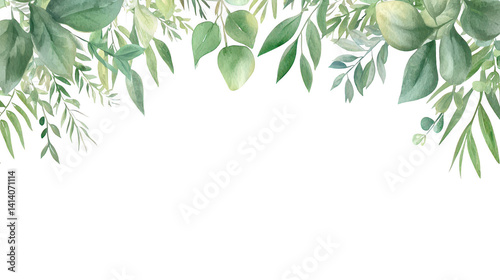 Natural frame of vibrant green leaves and branches for ecoconscious designs lush