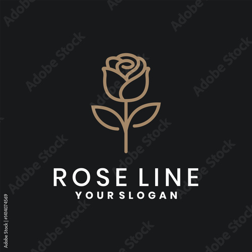 Elegant Gold Line Rose Logo Design