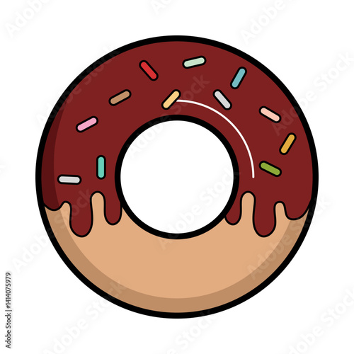 donut icon vector art - donut with chocolate glaze.