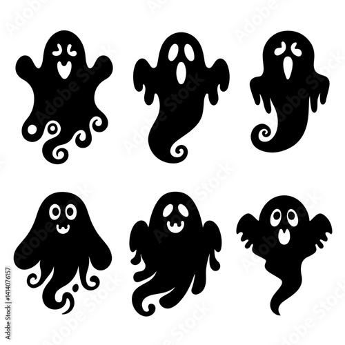 Spooky Ghost Silhouettes: Halloween Clipart Collection