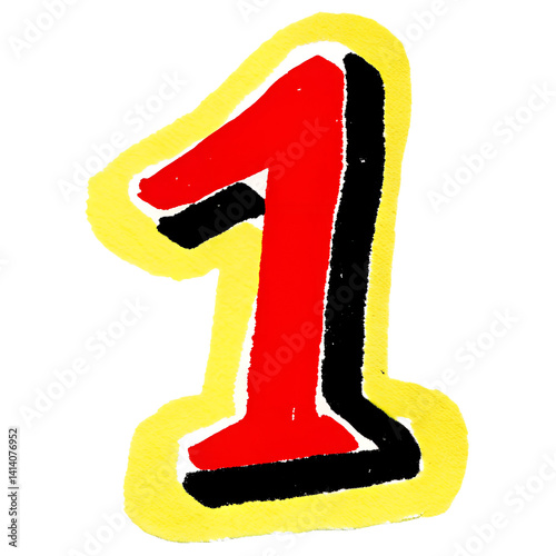 Bold number one illustration on transparent background  