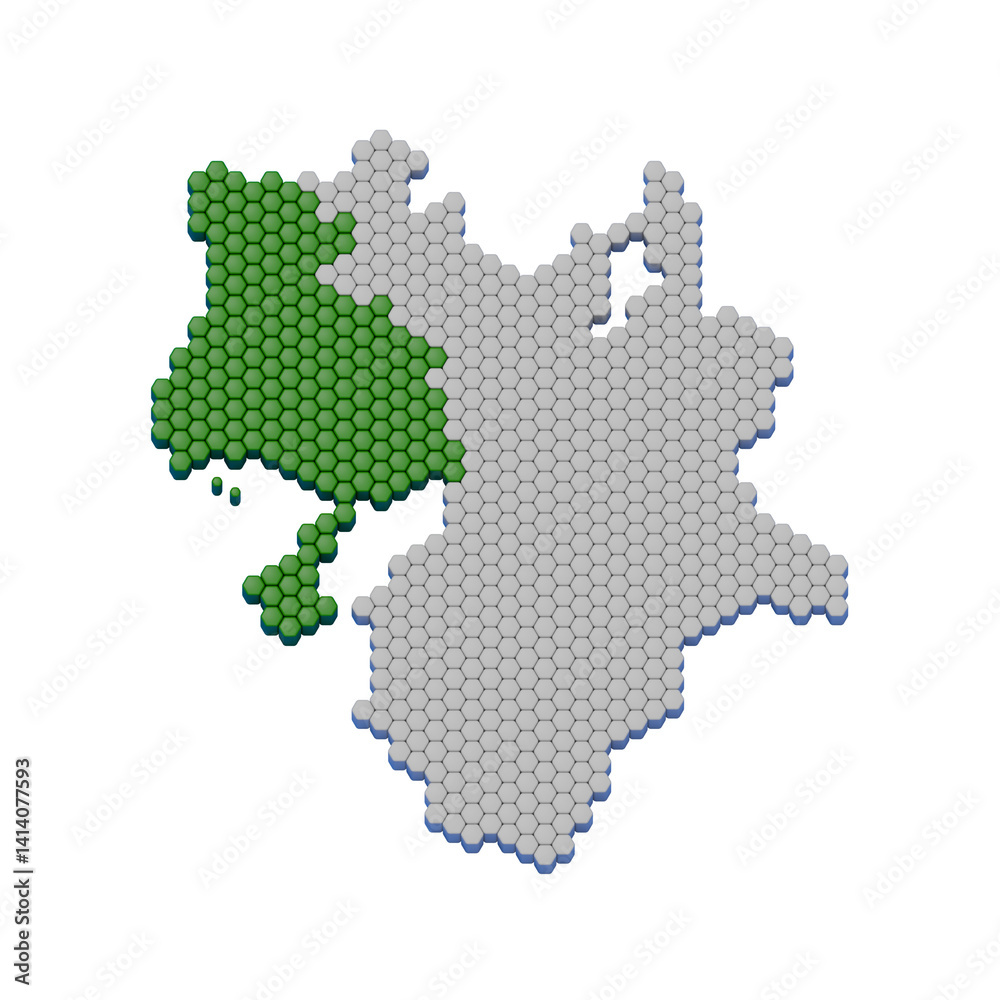 Fototapeta premium ハニカム構造状の兵庫県の地図