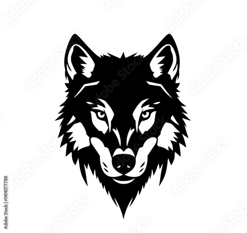 Wolf Head Silhouette: A bold, monochrome illustration depicts a wolf's head in striking profile, showcasing its intense gaze and powerful features.
