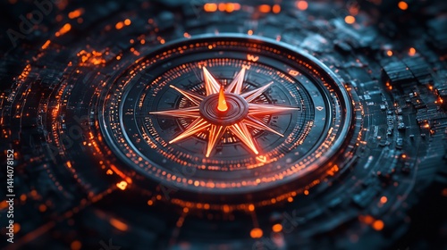 Wallpaper Mural Digital compass glowing softly against a dark background. Torontodigital.ca