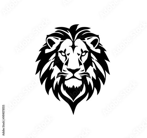 Lion's Gaze: A bold monochrome illustration depicting a majestic lion's head, its powerful features and flowing mane rendered in striking, stylized line art.