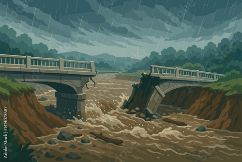 Bridge Collapses After Intense Flooding and Severe Soil Erosion