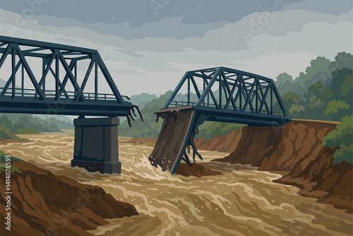 Bridge Collapses After Intense Flooding and Severe Soil Erosion