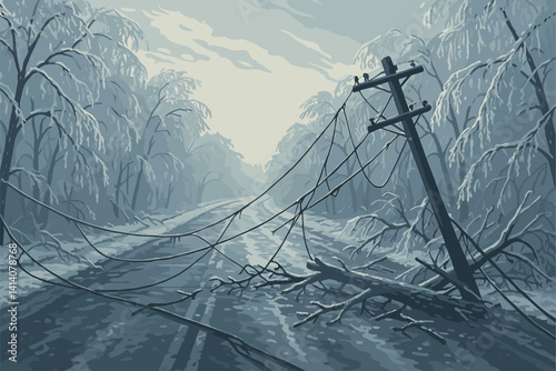 Icy Roads and Broken Power Lines After Intense Winter Storm