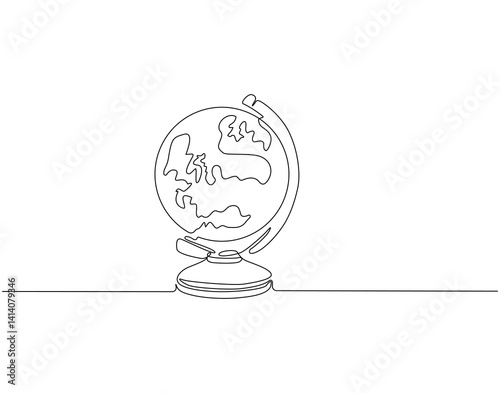 Continuous line drawing of globe of earth. Single line illustration of earth globe. International earth day concept. Editable outline